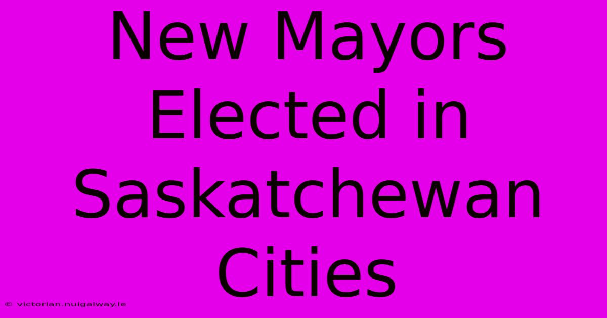 New Mayors Elected In Saskatchewan Cities