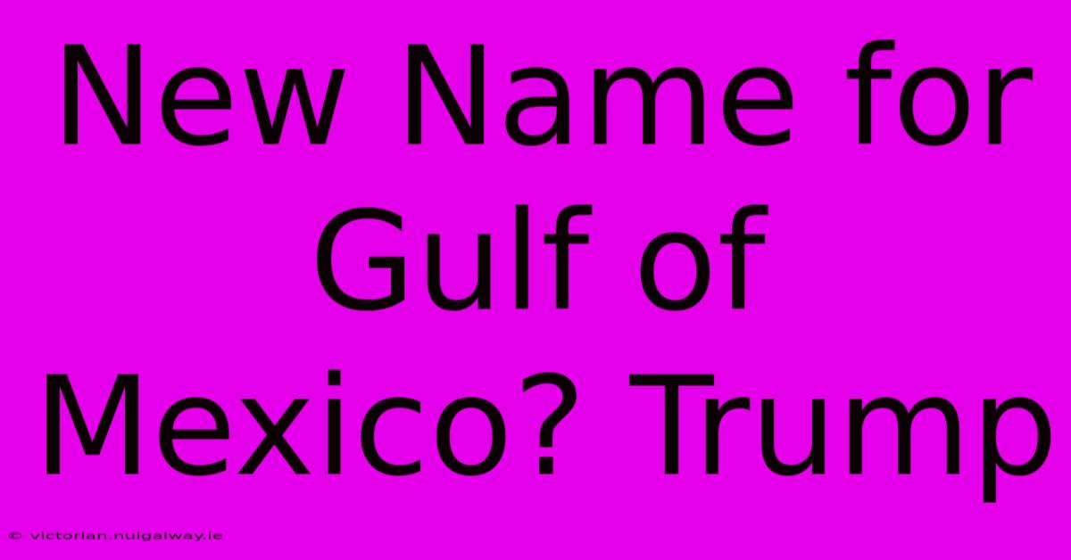 New Name For Gulf Of Mexico? Trump