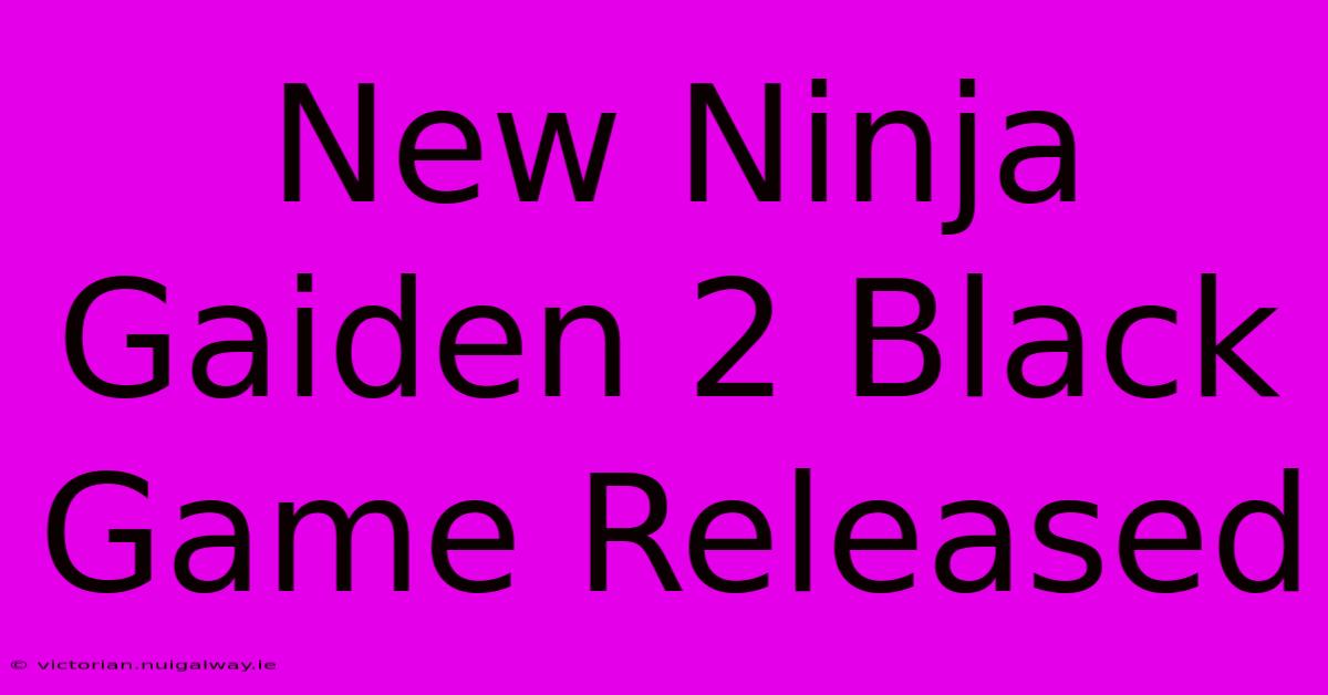 New Ninja Gaiden 2 Black Game Released