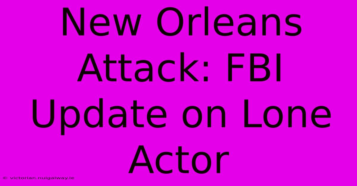 New Orleans Attack: FBI Update On Lone Actor