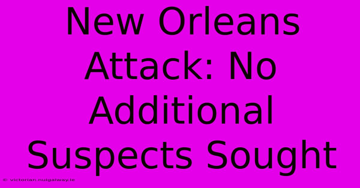 New Orleans Attack: No Additional Suspects Sought