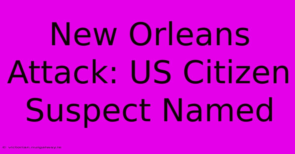 New Orleans Attack: US Citizen Suspect Named