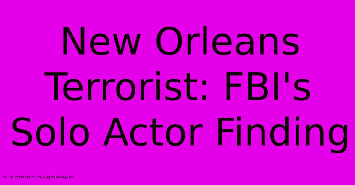 New Orleans Terrorist: FBI's Solo Actor Finding