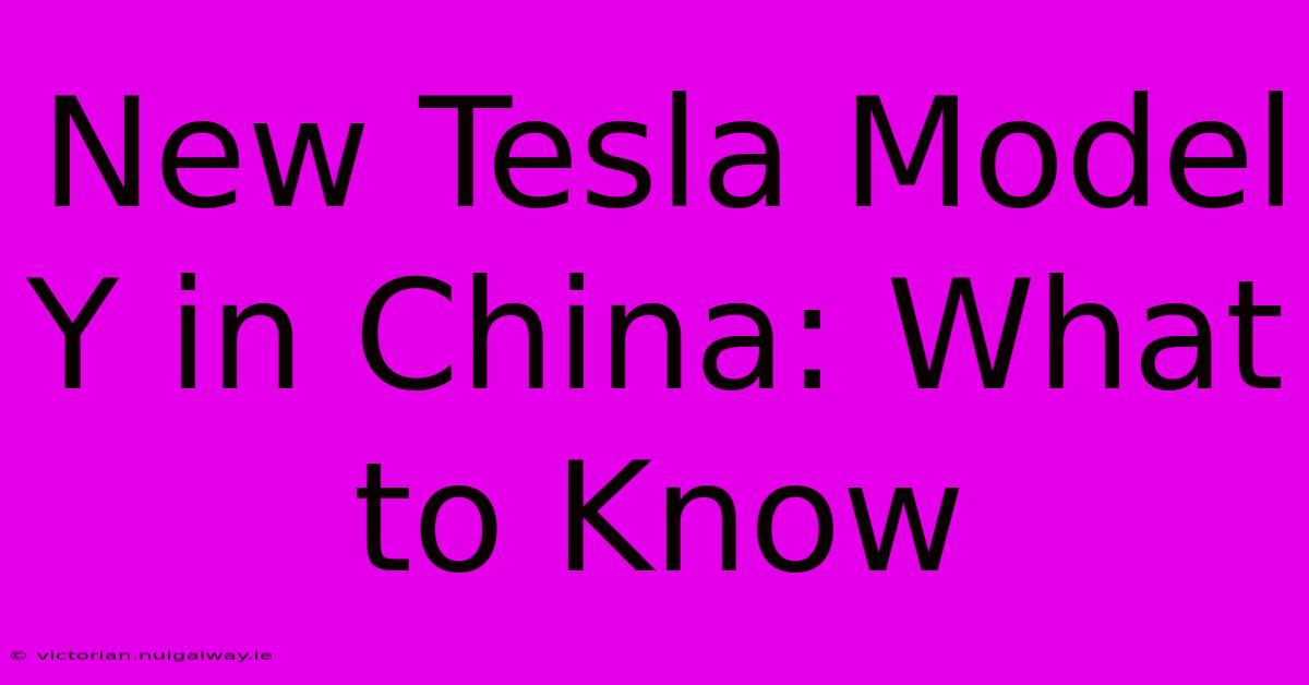 New Tesla Model Y In China: What To Know