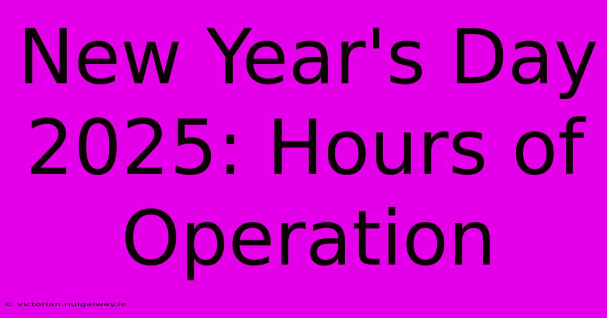 New Year's Day 2025: Hours Of Operation