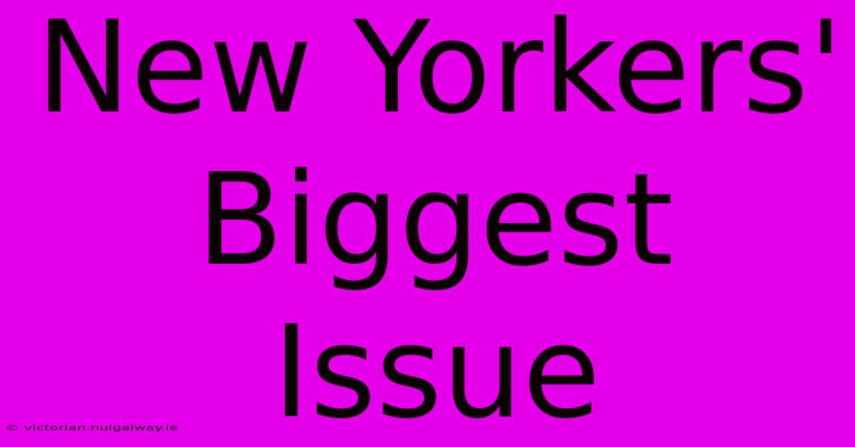 New Yorkers' Biggest Issue