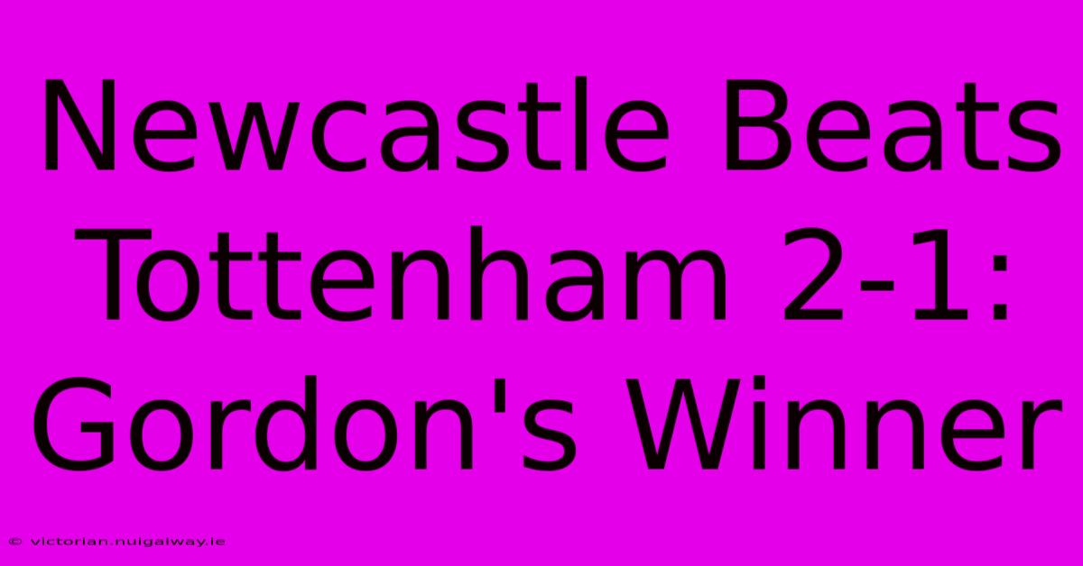 Newcastle Beats Tottenham 2-1: Gordon's Winner