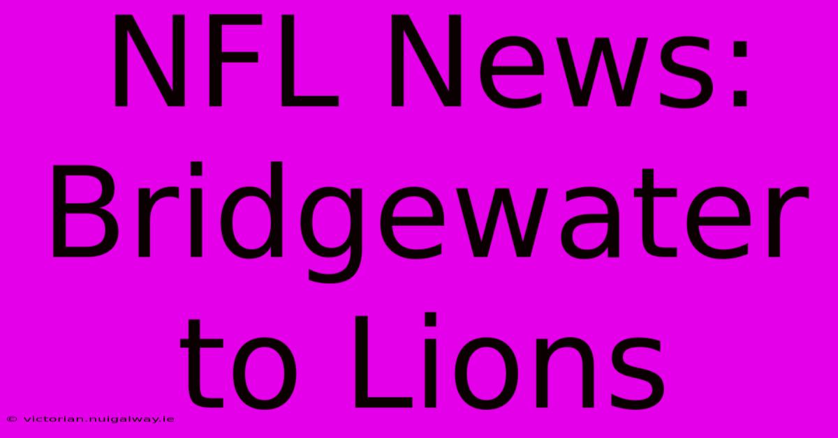 NFL News: Bridgewater To Lions