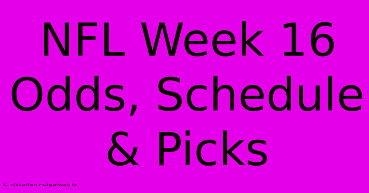 NFL Week 16 Odds, Schedule & Picks