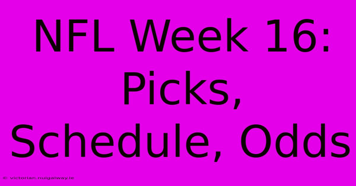 NFL Week 16: Picks, Schedule, Odds