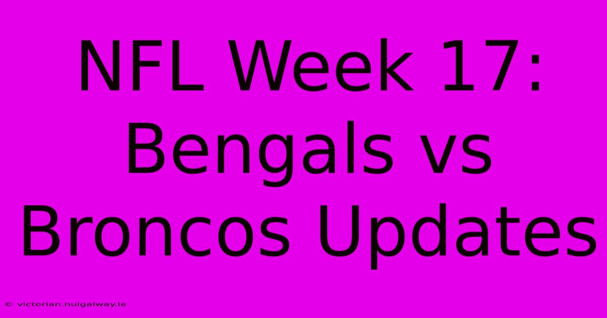 NFL Week 17: Bengals Vs Broncos Updates