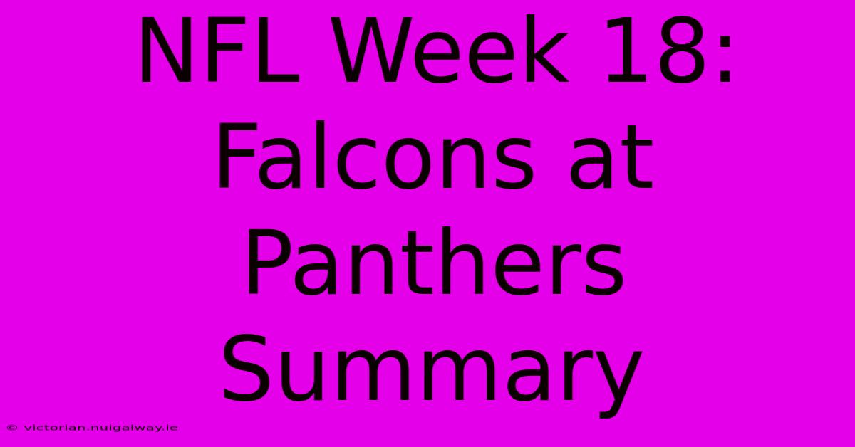 NFL Week 18: Falcons At Panthers Summary