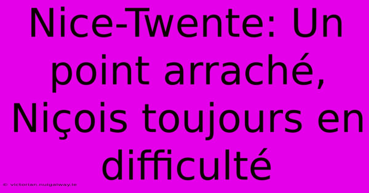 Nice-Twente: Un Point Arraché, Niçois Toujours En Difficulté