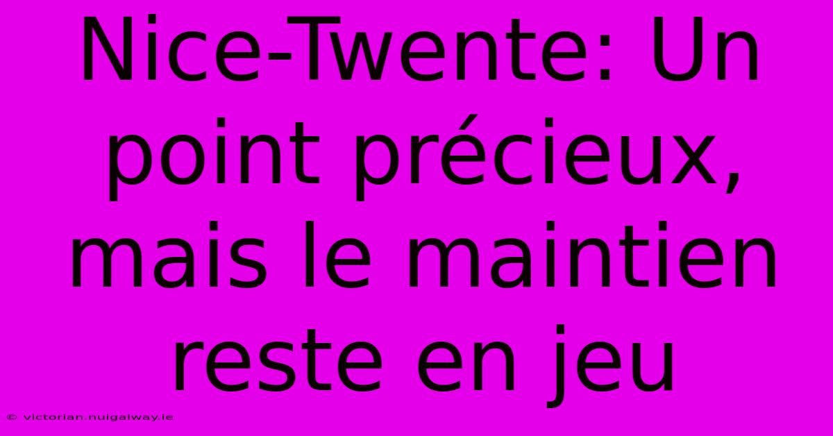 Nice-Twente: Un Point Précieux, Mais Le Maintien Reste En Jeu