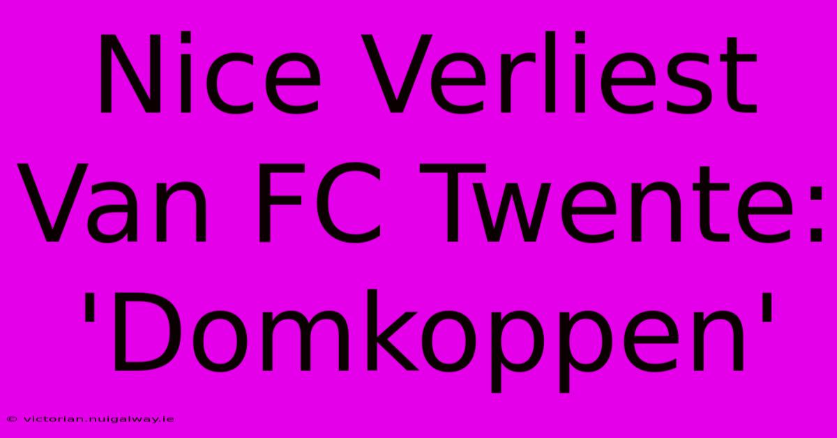 Nice Verliest Van FC Twente: 'Domkoppen'