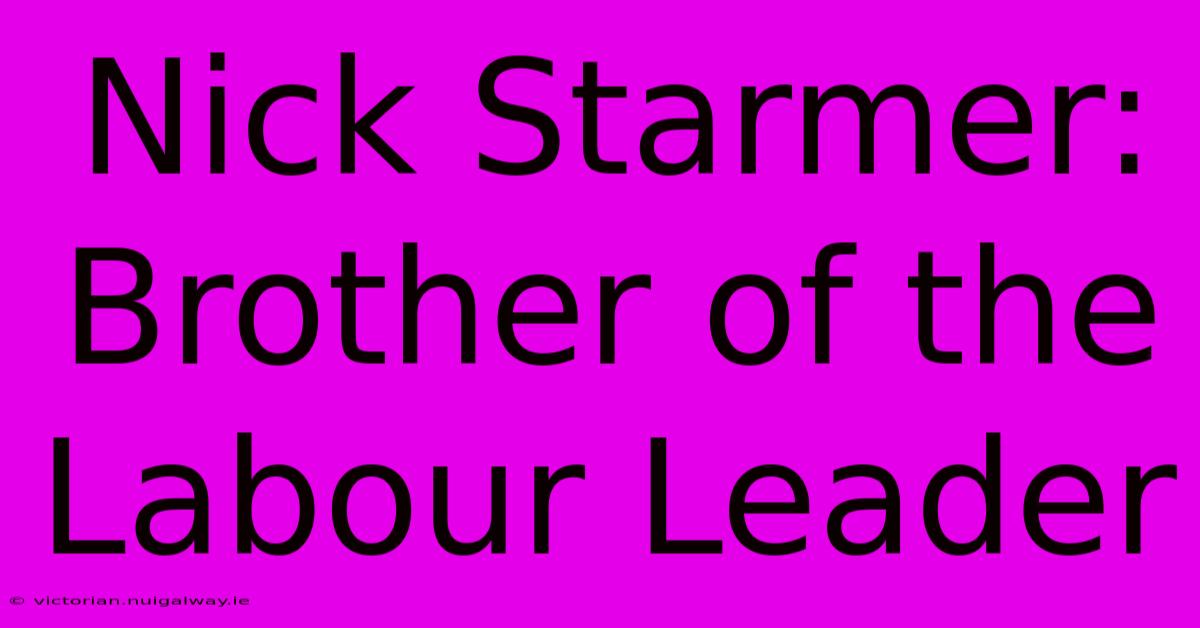 Nick Starmer: Brother Of The Labour Leader