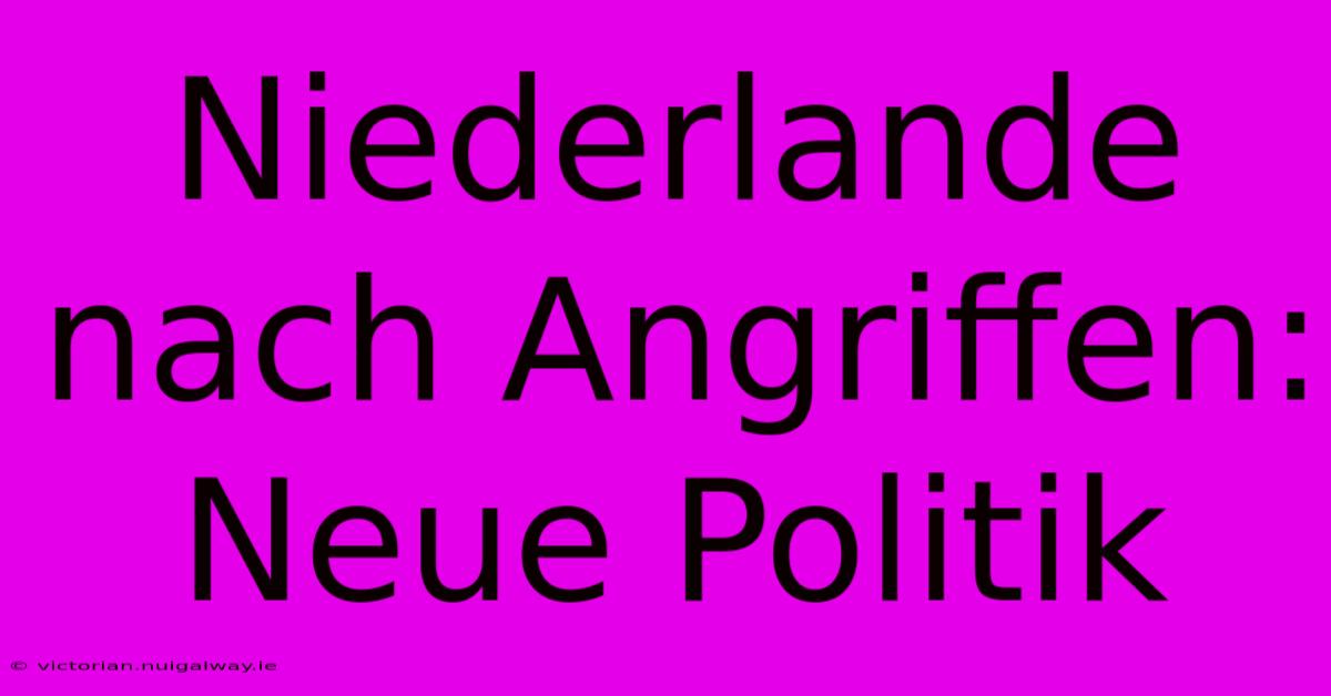 Niederlande Nach Angriffen: Neue Politik