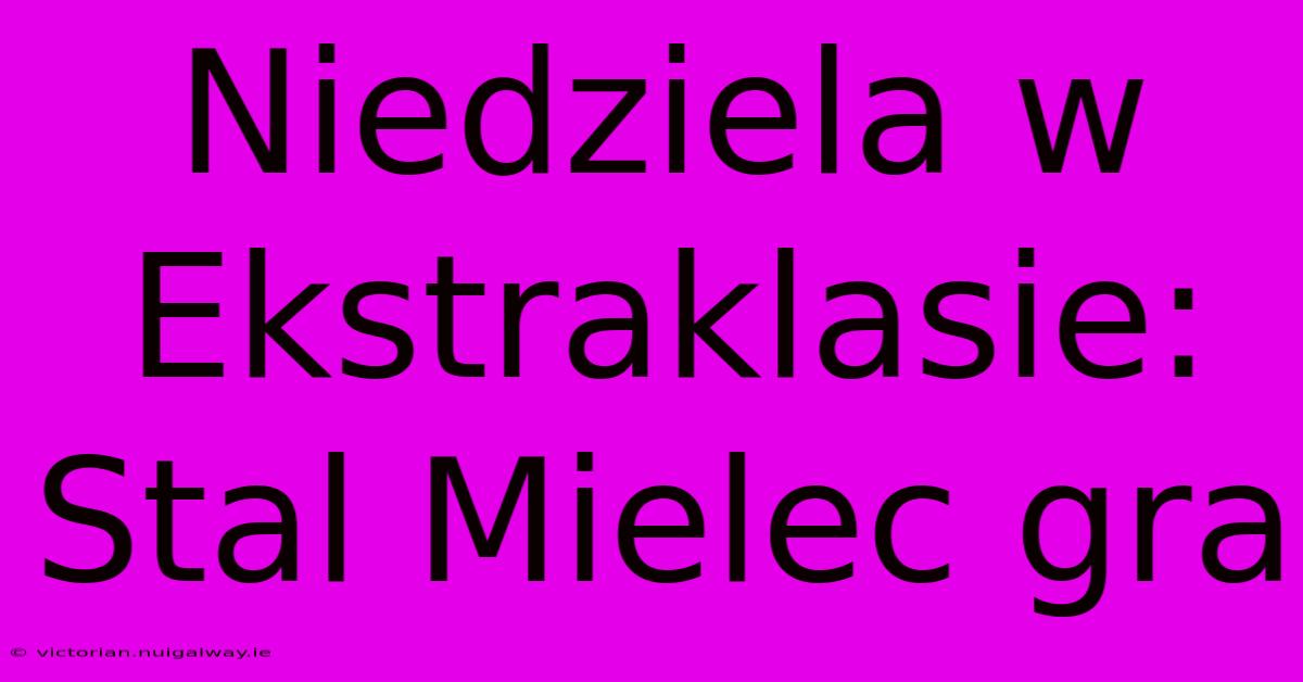 Niedziela W Ekstraklasie: Stal Mielec Gra