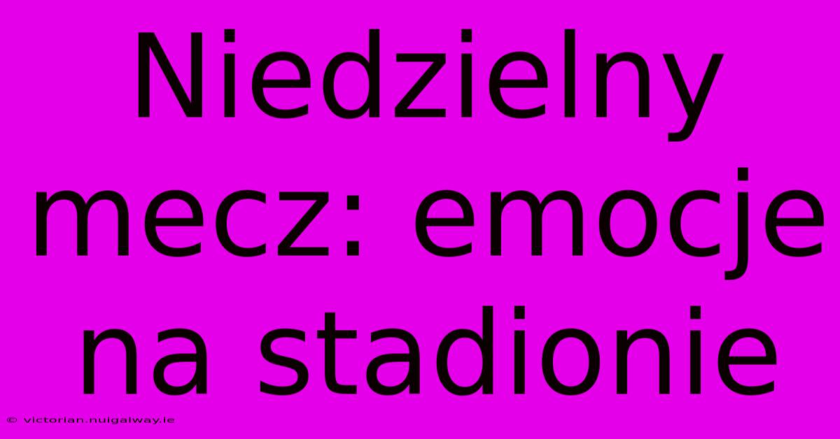 Niedzielny Mecz: Emocje Na Stadionie