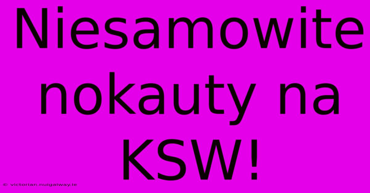 Niesamowite Nokauty Na KSW!