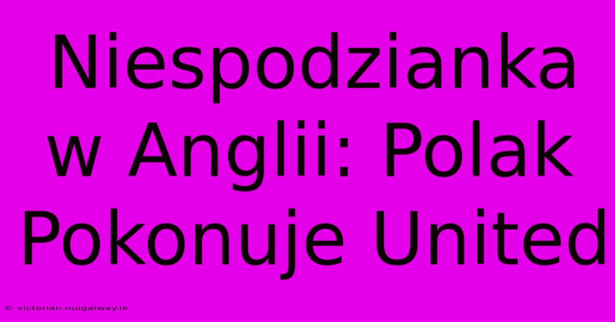 Niespodzianka W Anglii: Polak Pokonuje United