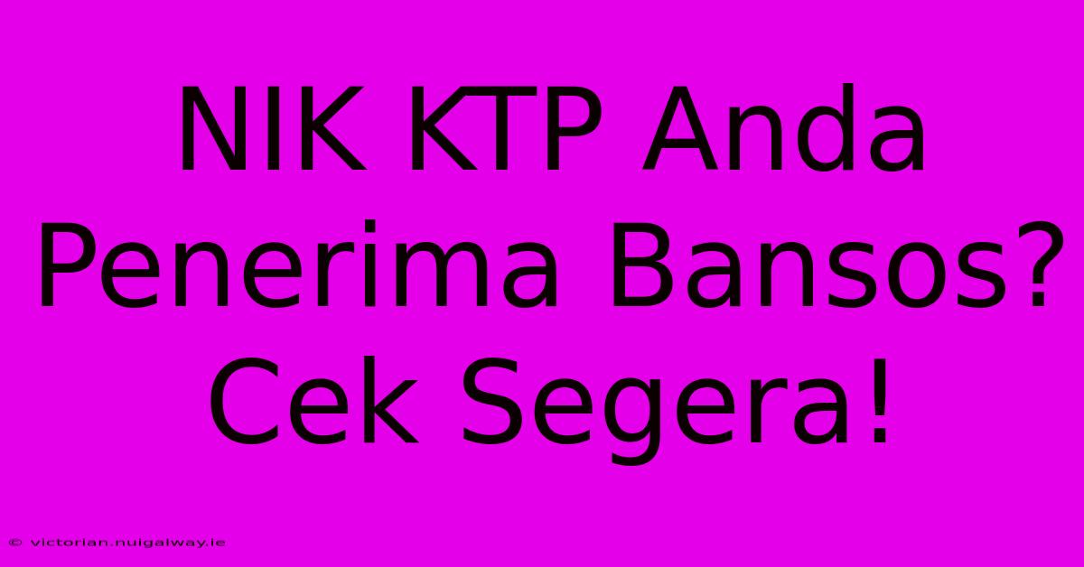 NIK KTP Anda Penerima Bansos? Cek Segera!