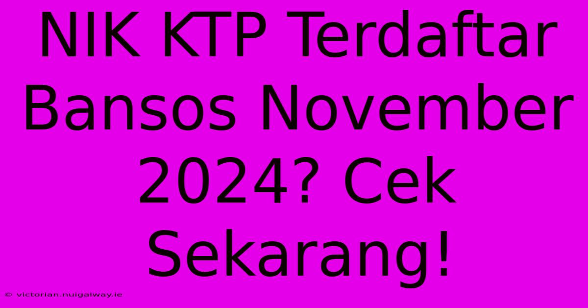 NIK KTP Terdaftar Bansos November 2024? Cek Sekarang!