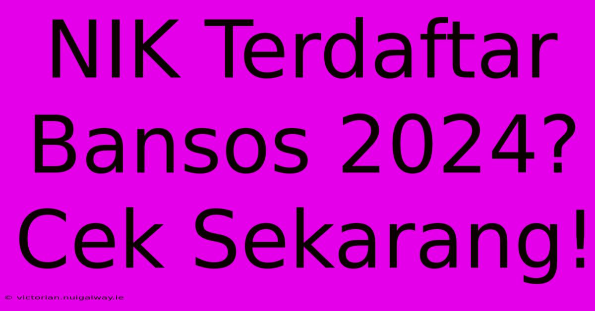 NIK Terdaftar Bansos 2024? Cek Sekarang!