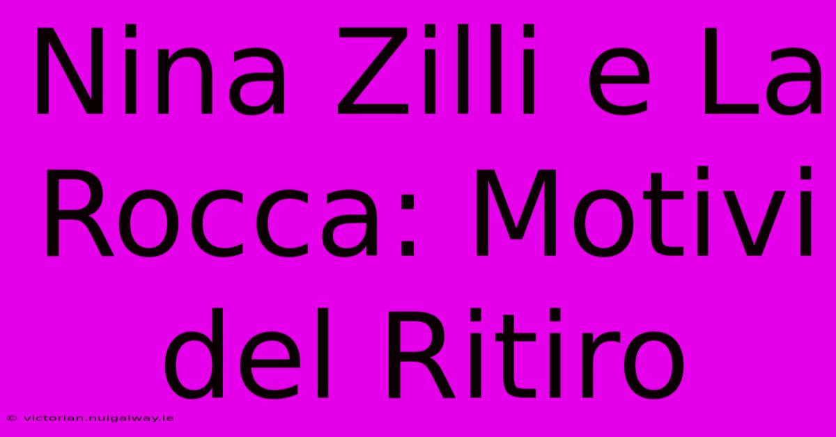 Nina Zilli E La Rocca: Motivi Del Ritiro