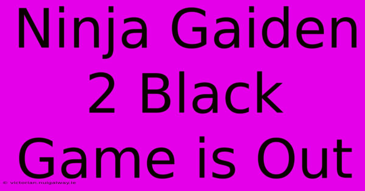 Ninja Gaiden 2 Black Game Is Out