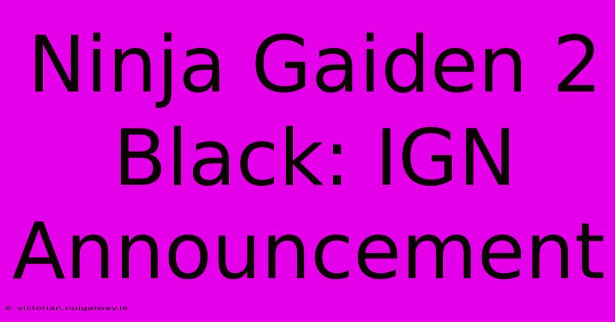 Ninja Gaiden 2 Black: IGN Announcement