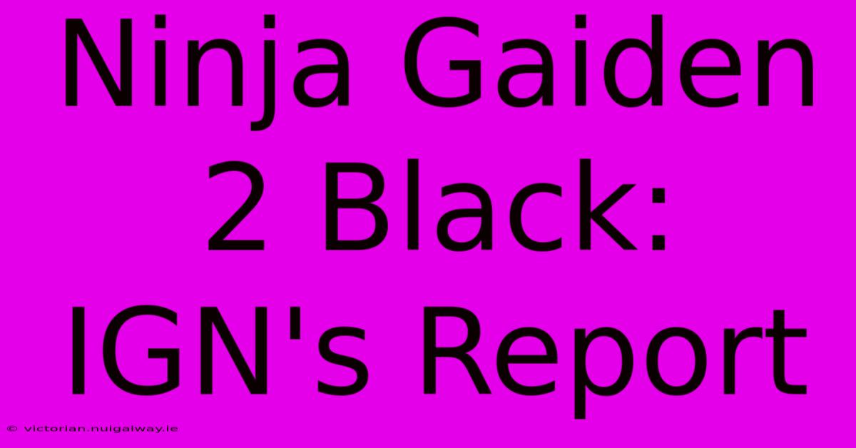 Ninja Gaiden 2 Black: IGN's Report