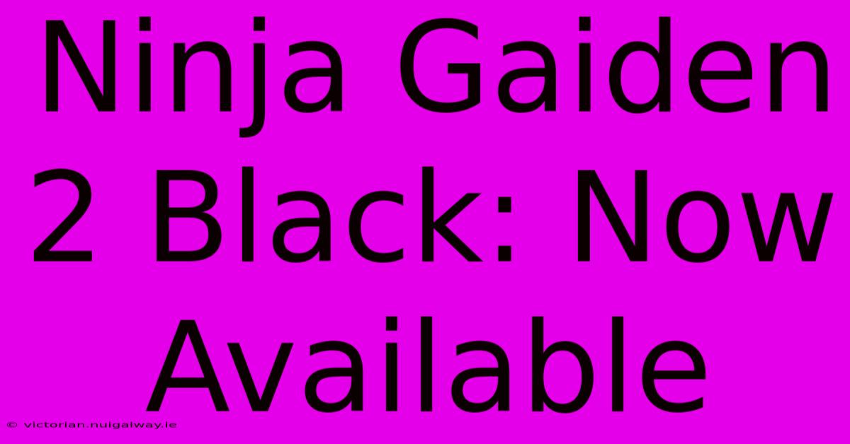 Ninja Gaiden 2 Black: Now Available