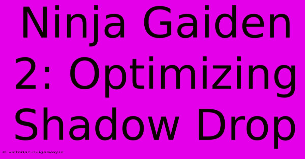 Ninja Gaiden 2: Optimizing Shadow Drop