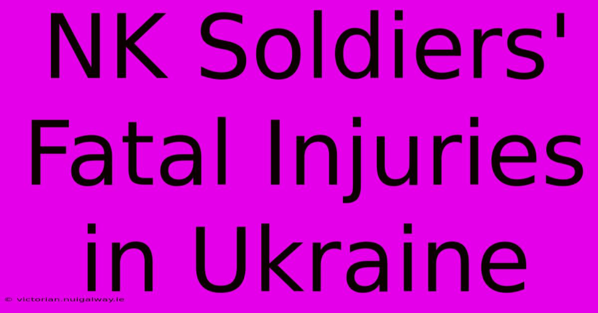 NK Soldiers' Fatal Injuries In Ukraine