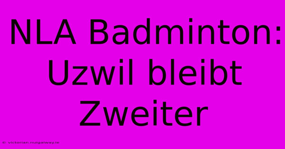 NLA Badminton: Uzwil Bleibt Zweiter