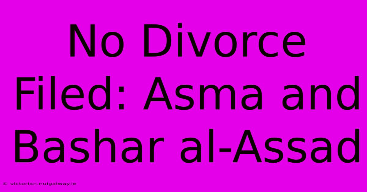 No Divorce Filed: Asma And Bashar Al-Assad