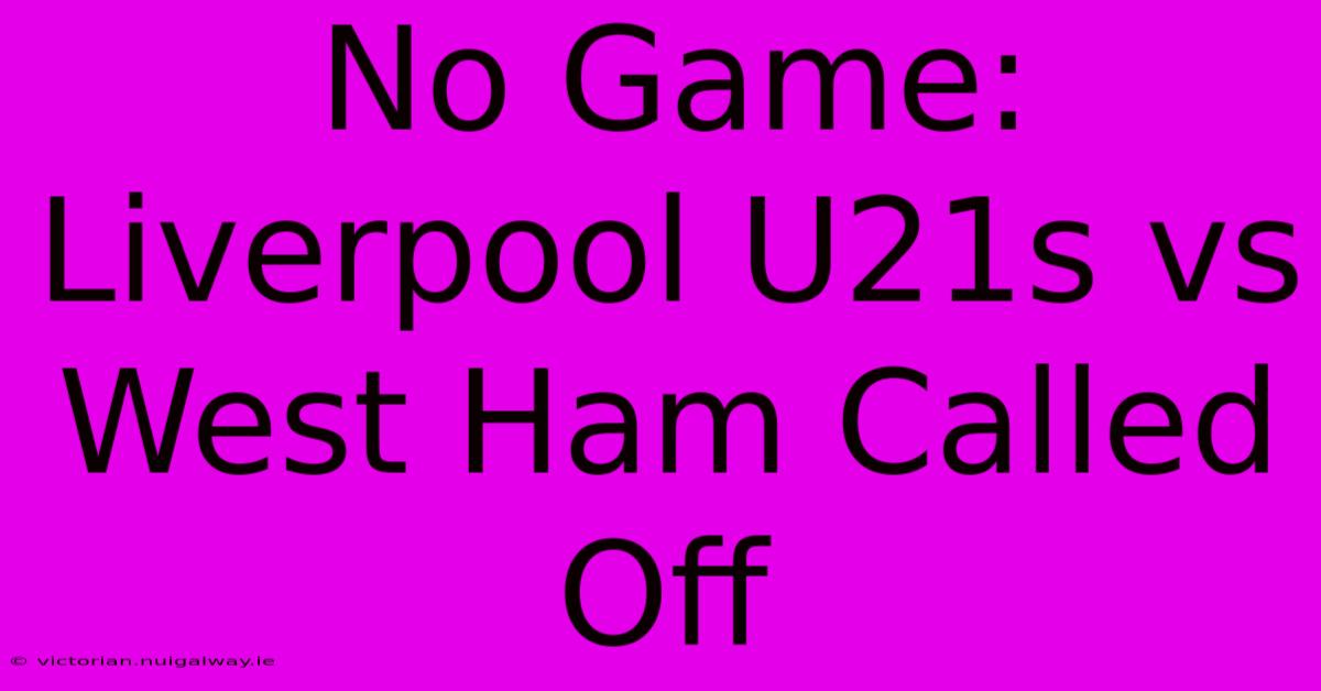 No Game: Liverpool U21s Vs West Ham Called Off