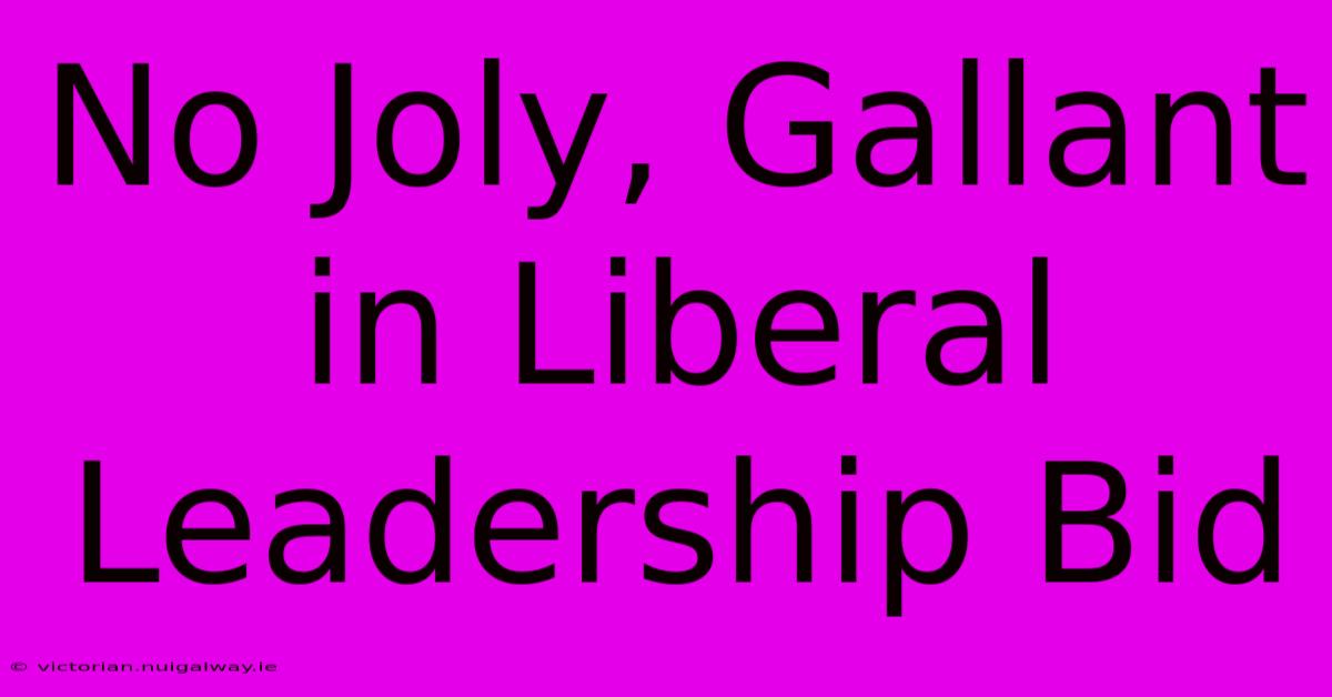 No Joly, Gallant In Liberal Leadership Bid