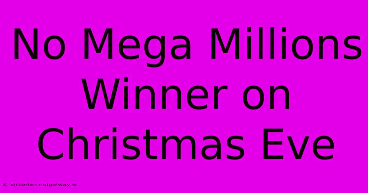 No Mega Millions Winner On Christmas Eve