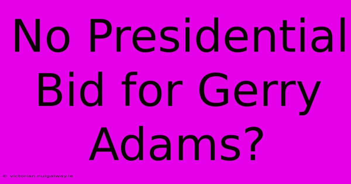 No Presidential Bid For Gerry Adams?