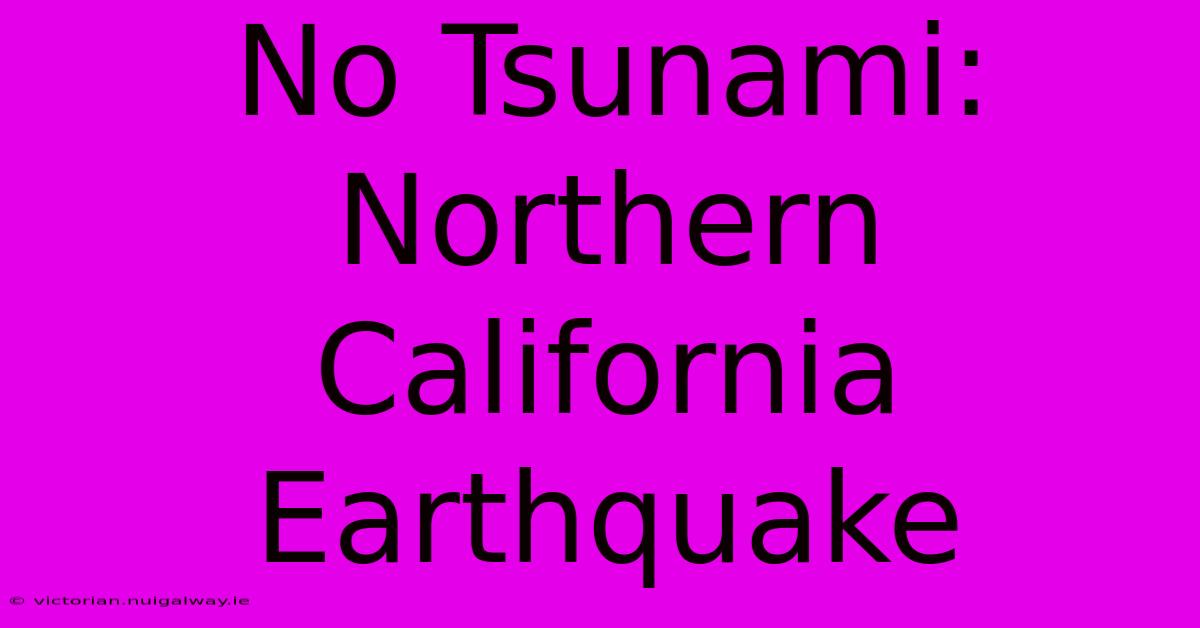 No Tsunami: Northern California Earthquake