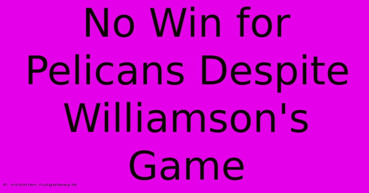 No Win For Pelicans Despite Williamson's Game