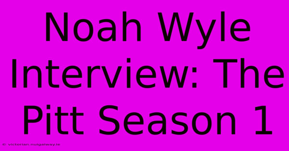 Noah Wyle Interview: The Pitt Season 1