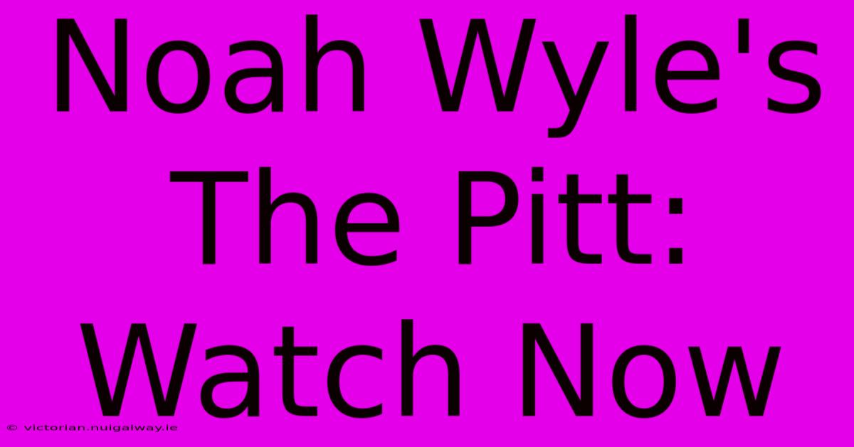 Noah Wyle's The Pitt: Watch Now