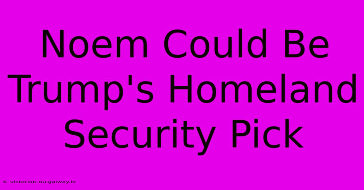 Noem Could Be Trump's Homeland Security Pick