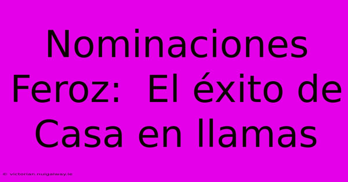 Nominaciones Feroz:  El Éxito De Casa En Llamas