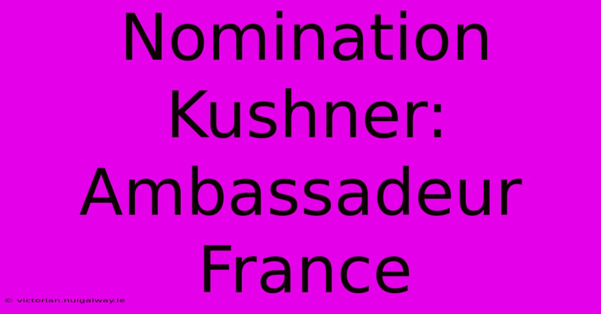 Nomination Kushner: Ambassadeur France