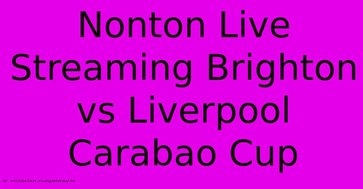 Nonton Live Streaming Brighton Vs Liverpool Carabao Cup