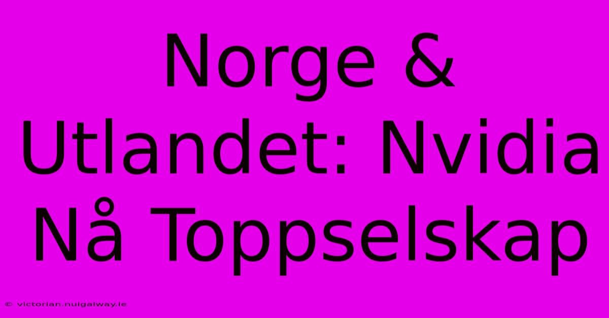 Norge & Utlandet: Nvidia Nå Toppselskap 